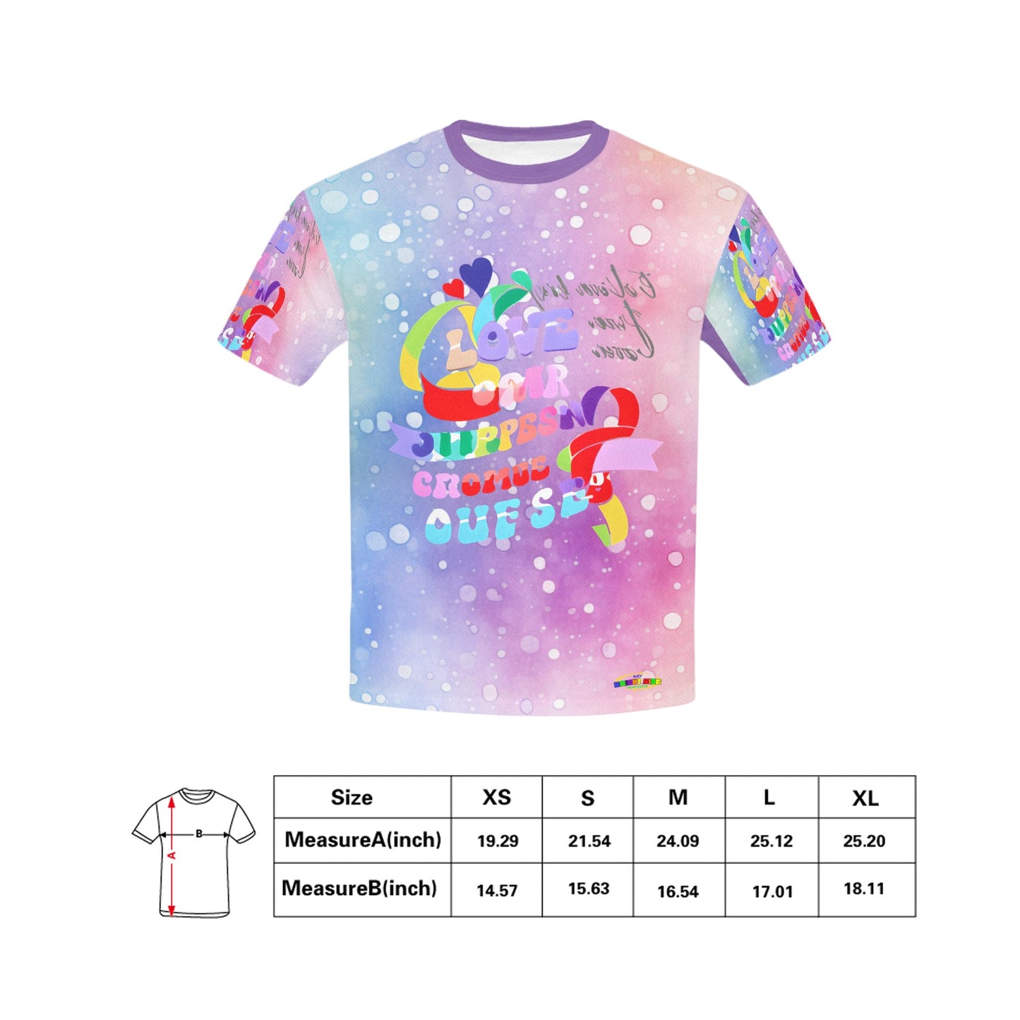 Beautiful Pastel Love and Compassion Message Pattern Children's T-shirt-My Bright Side Clothing