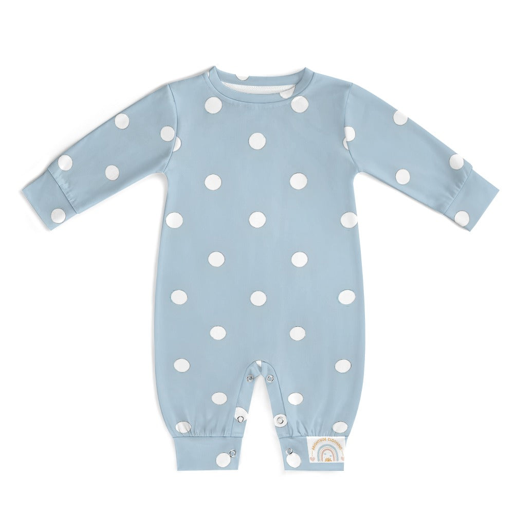 Cute Blue & White Polka dot Spots Baby romper