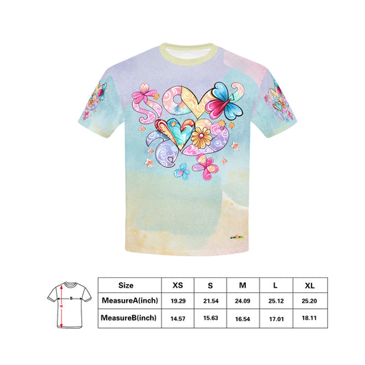 Beautiful Pastel Rainbow Flower flowing kindness Butterfly Graphic-Children's T-shirt My Bright Side Clothing