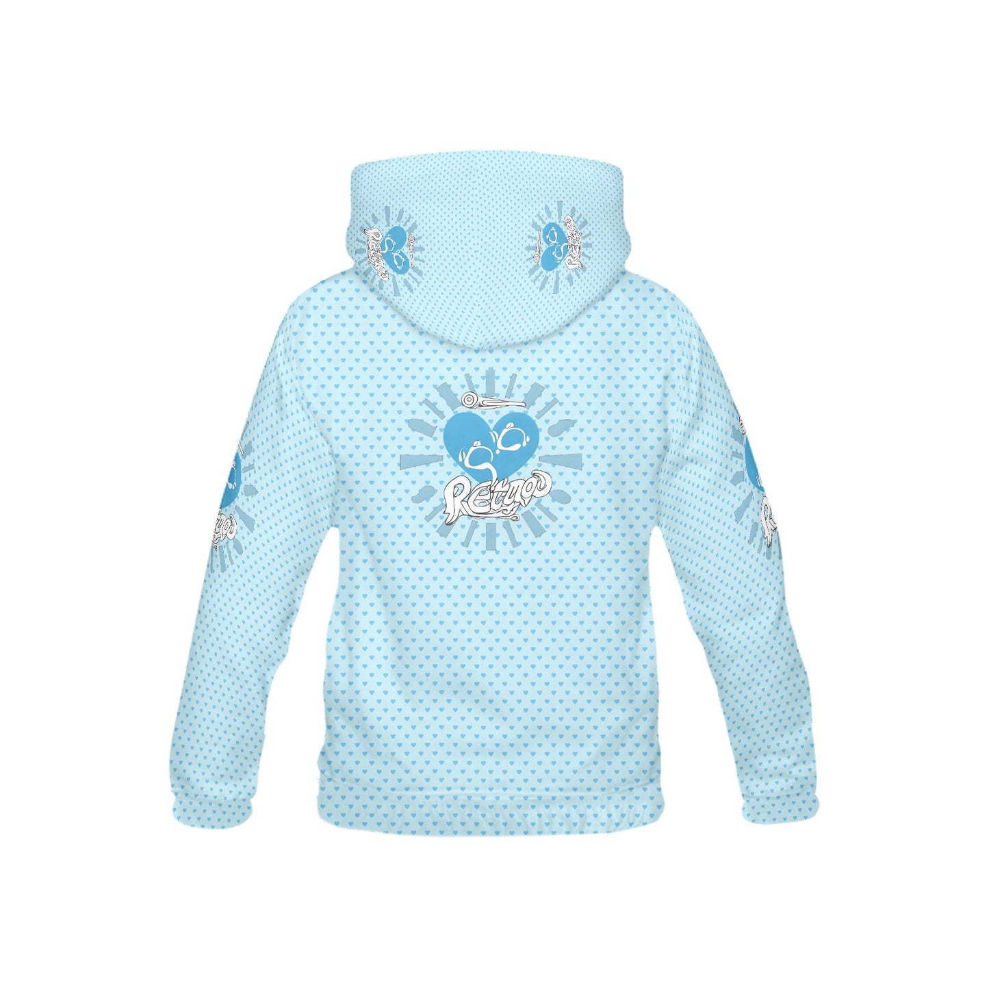 Pastel Blue Bright Life  Heart Pattern and Graphic Children's Hoodie-My Bright Side Clothing