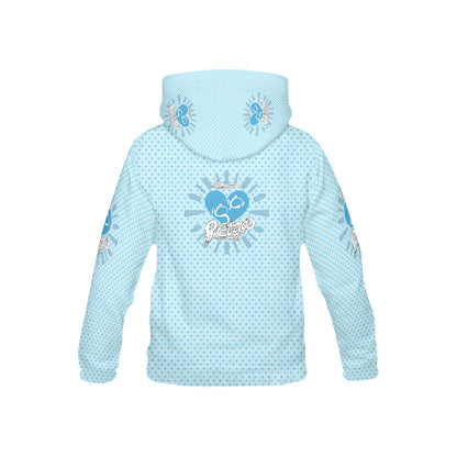 Pastel Blue Bright Life  Heart Pattern and Graphic Children's Hoodie-My Bright Side Clothing