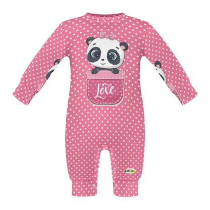 Cute Heart Pattern Love Baby Panda Pocket Friend Baby Romper-My Bright Side Clothing