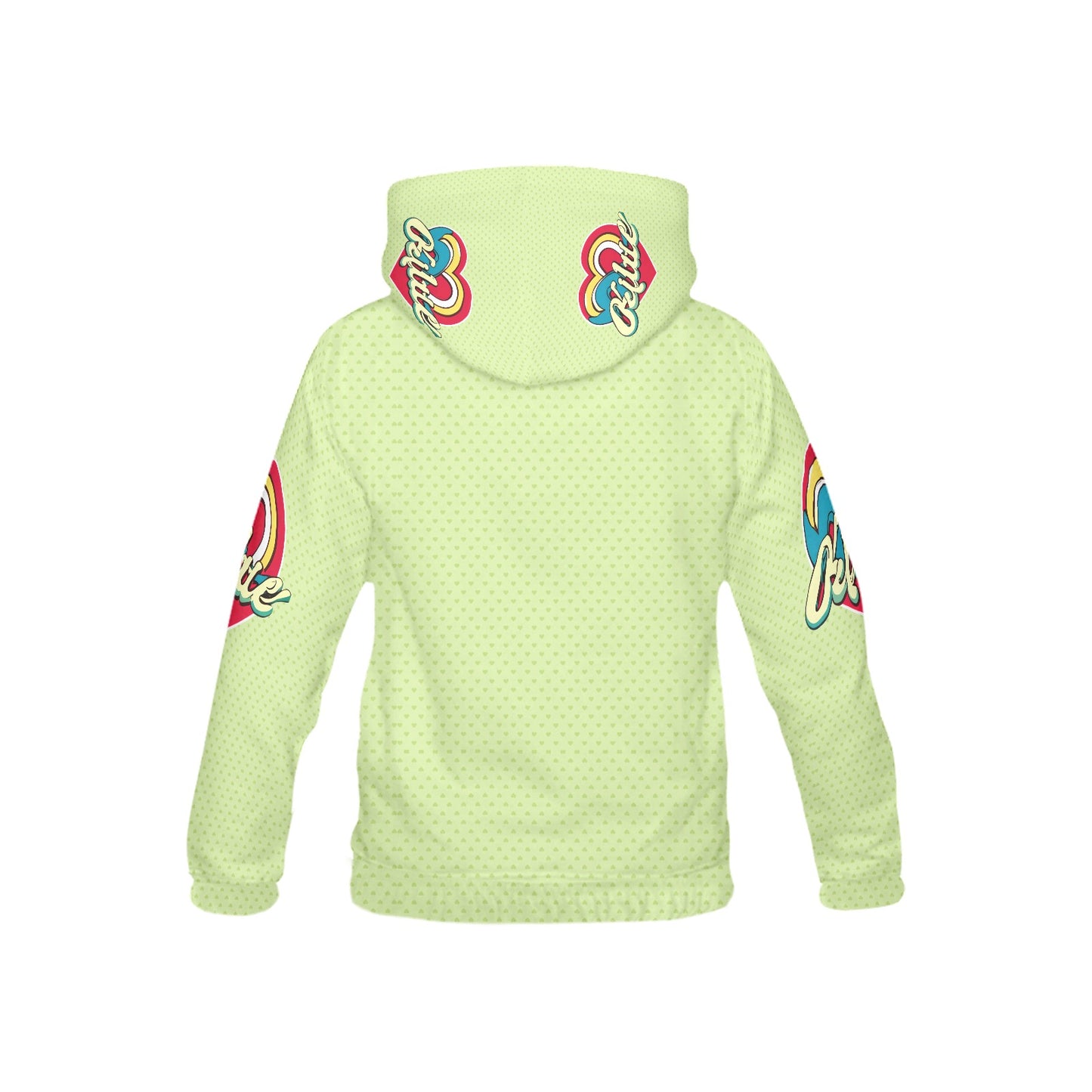 Pastel green and red Heart Pattern and Graphic Children's Hoodie-My Bright Side Clothing