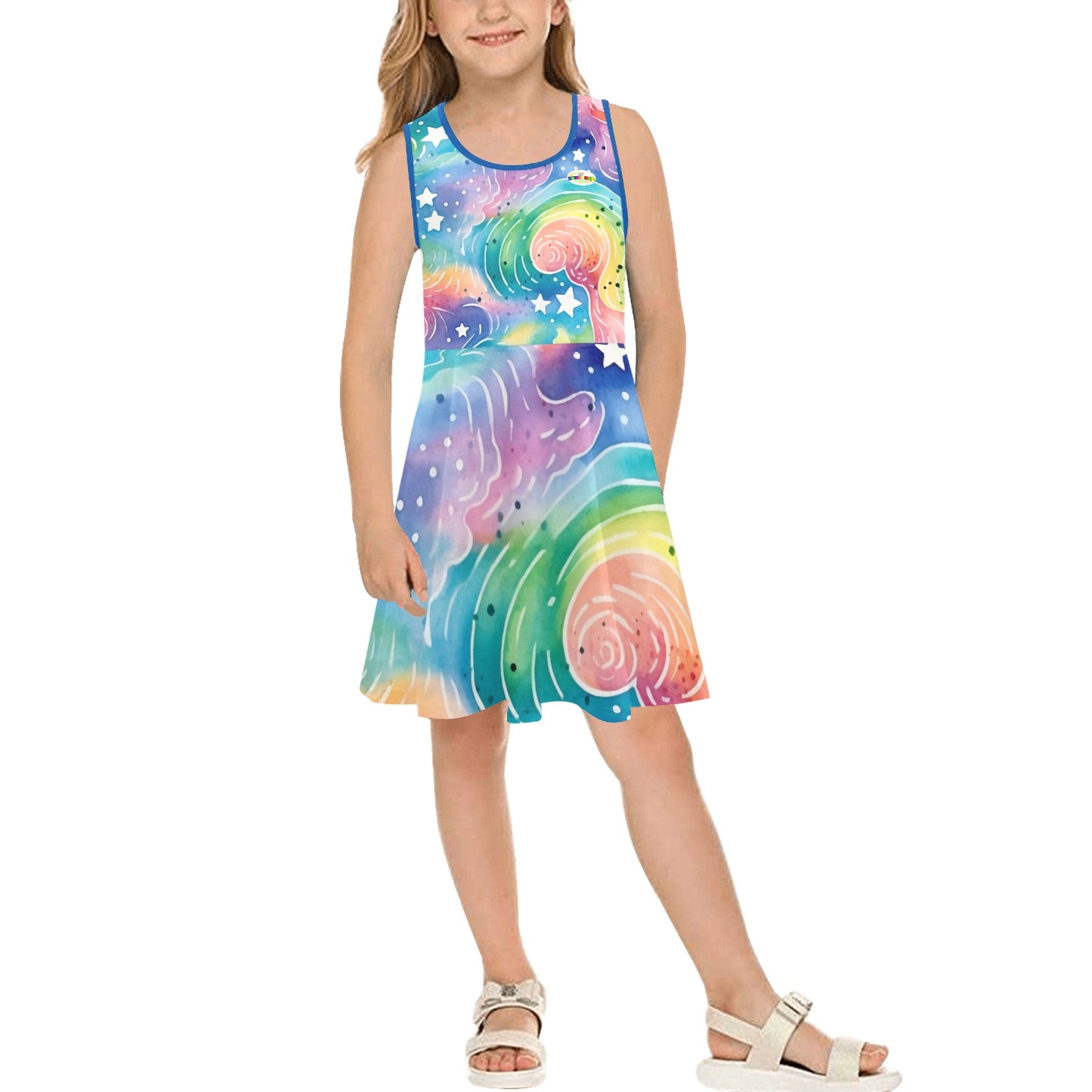 Beautiful Rainbow Pastel Swirls Children's Sleeveless Sundress  -My Bright Side Clothing