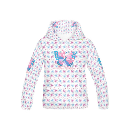 Beautiful Pastel Pink and Blue Butterfly Graphic and Pattern Children's Hoodie-My Bright Side Clothing