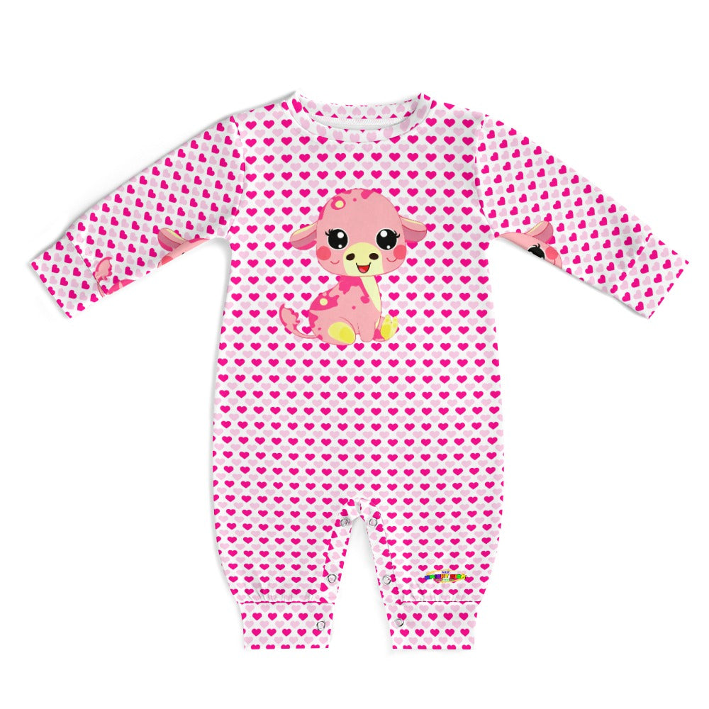 Cute Cartoon Baby Pink Cow Baby Romper-My Bright Side Clothing