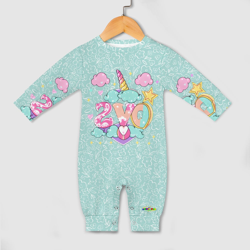 Cute Pastel Green Unicorn Love Baby Romper-mybrightsideclothing.com