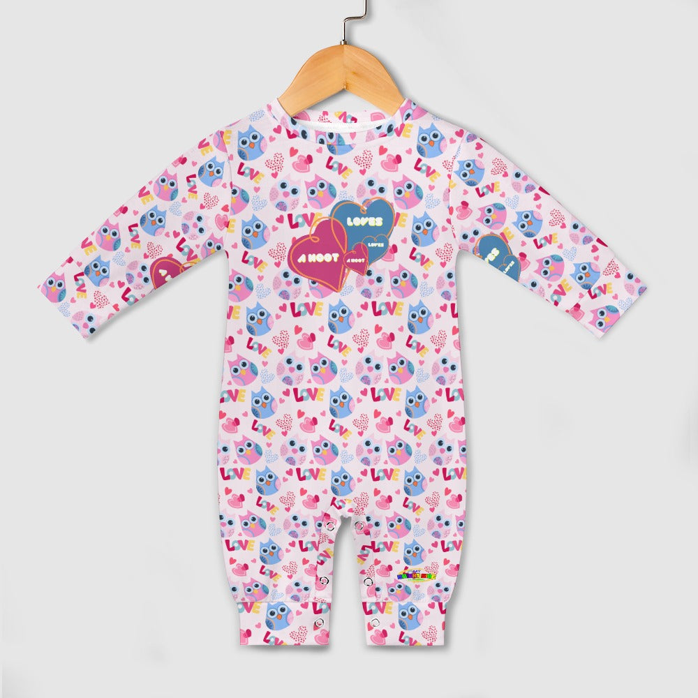 Cute Pink Pastel Loves A Hoot Owl Baby Romper--My Bright Side Clothing