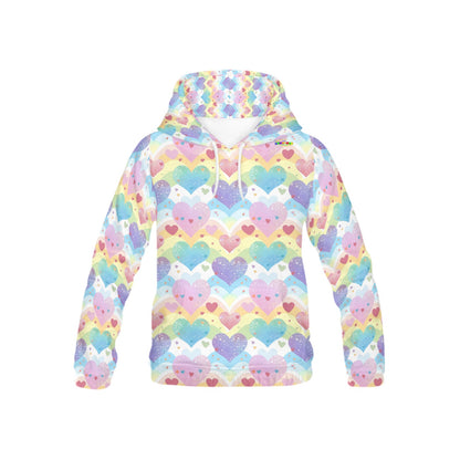 Pastel Rainbow Heart pattern Children's Hoodie-My Bright Side Clothing