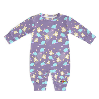 Cute Pastel Purple Bear Pattern Baby Romper-My Bright Side Clothing