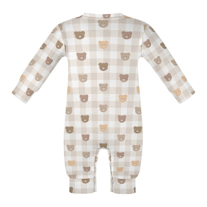 Cute Brown Bear Hugs Pattern Baby Romper Neutral