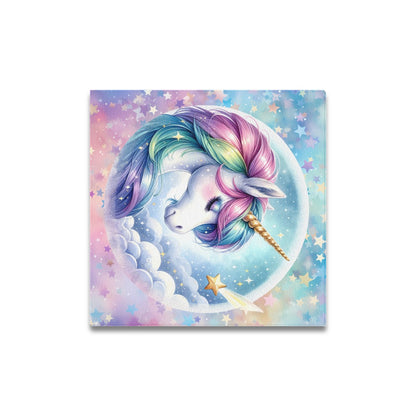 Beautiful Pastel Sleeping Unicorn graphic Canvas Print 16"x16"-My Bight Side Clothing