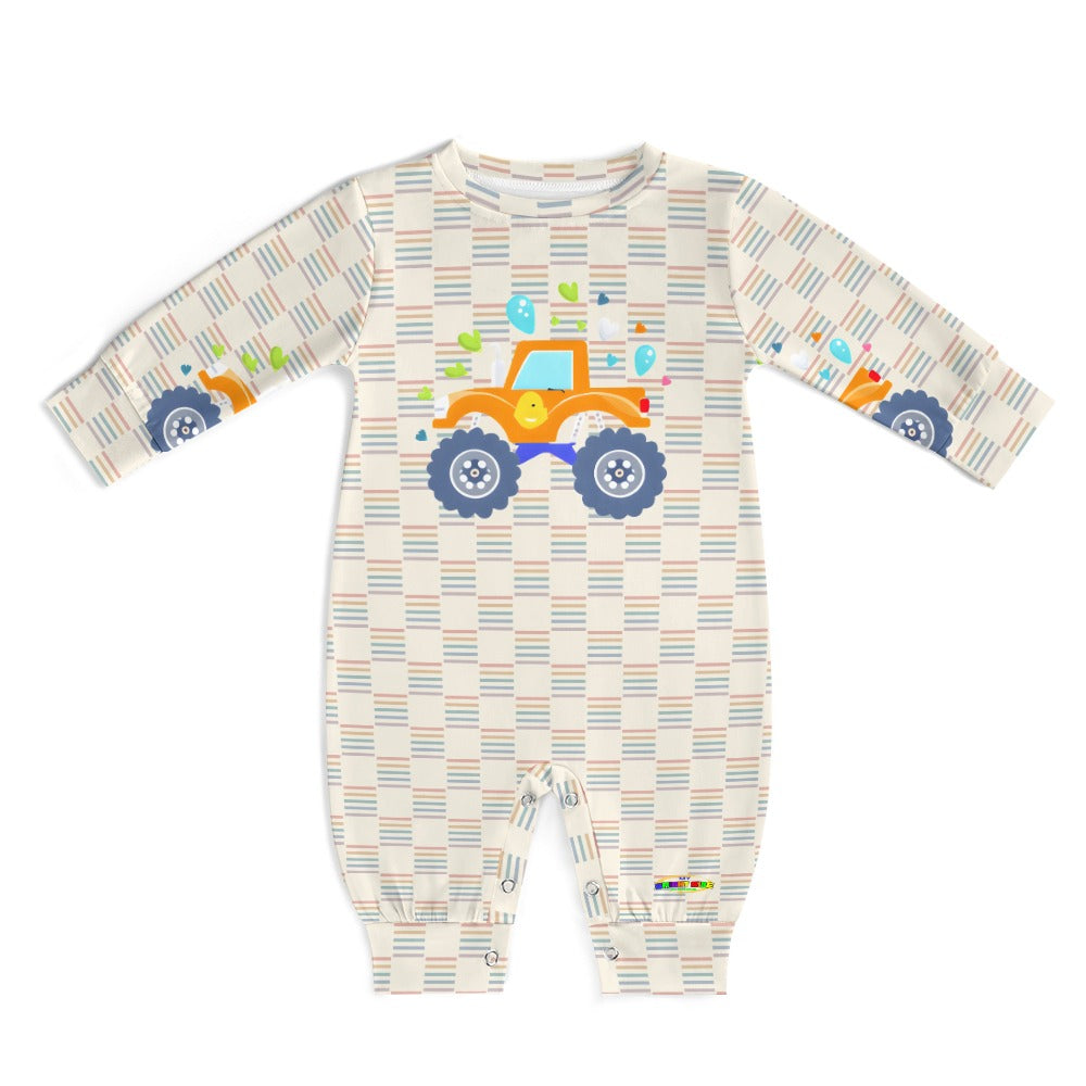 Cute Pastel Monster Truck Graphic Baby Romper -My Bright Side Clothing