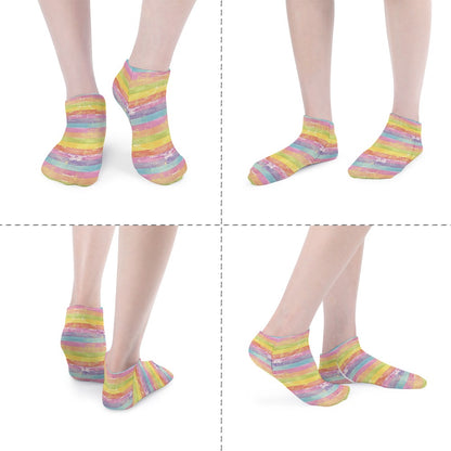 Grunge Pastel Strip Rainbow Pattern Children's Comfortable Socks -5 Pairs -MyBrightSideClothing