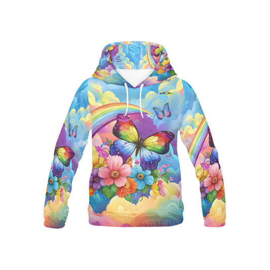 Beautiful Rainbow Butterfly Flower Pattern Children's Hoodie -My Bright Side Clothing