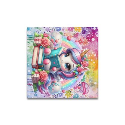 Magical Minds Cute colourful Rainbow Unicorn Reading graphic Canvas Print 16"x16"-My Bight Side Clothing