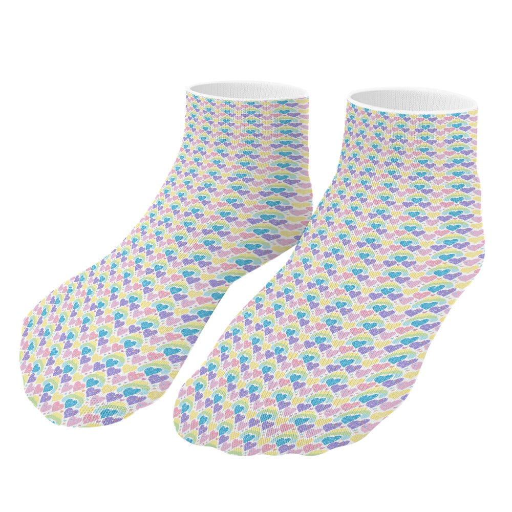 Pastel Rainbow Heart Pattern Children's Comfortable Socks -5 Pairs -MyBrightSideClothing