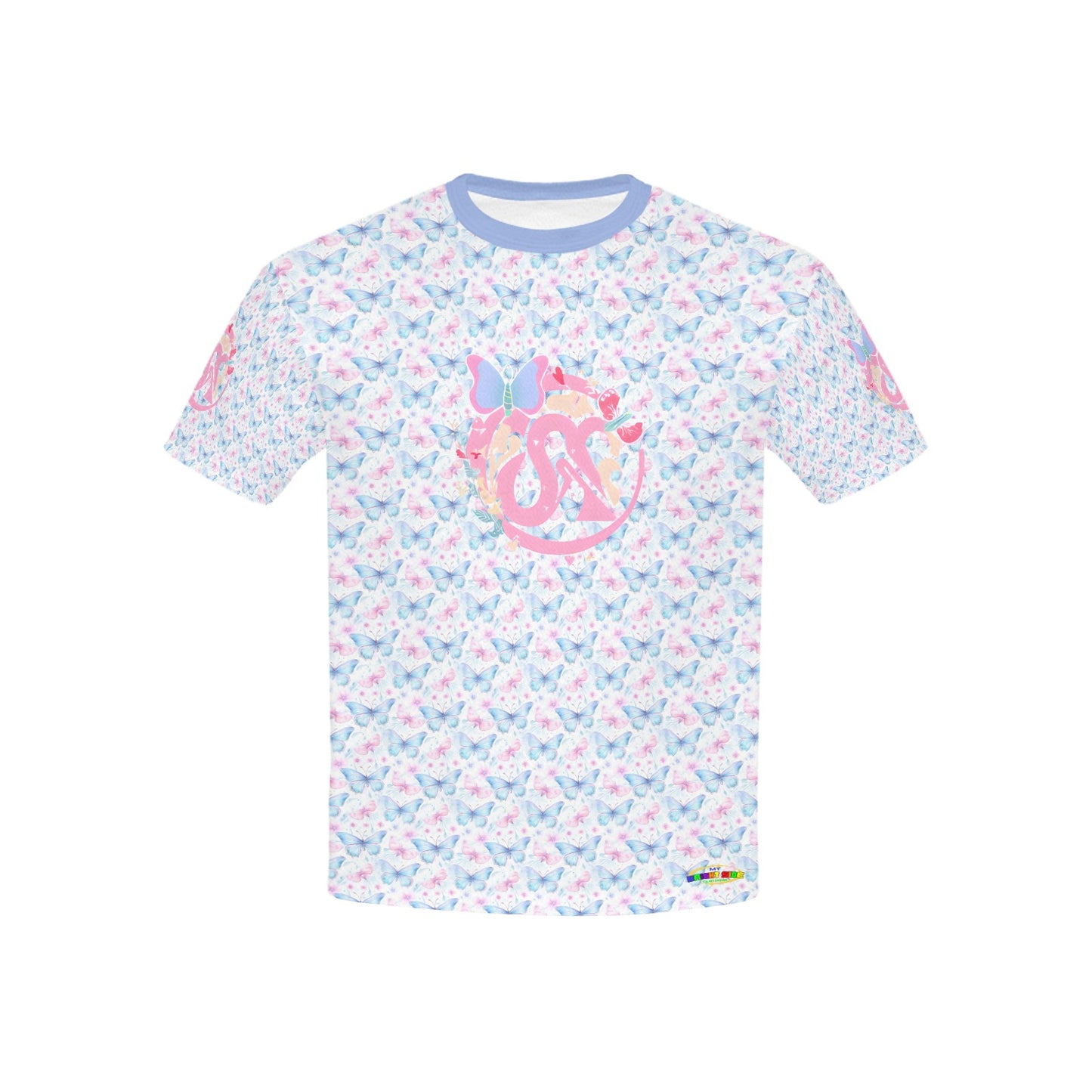 Beautiful Pastel Pink and Blue Butterfly Graphic and Pattern Children's T-shirt-My Bright Side Clothing