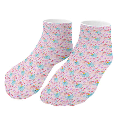 Cute Pastel Heart Elephants Pattern Children's Comfortable Socks -5 Pairs -MyBrightSideClothing