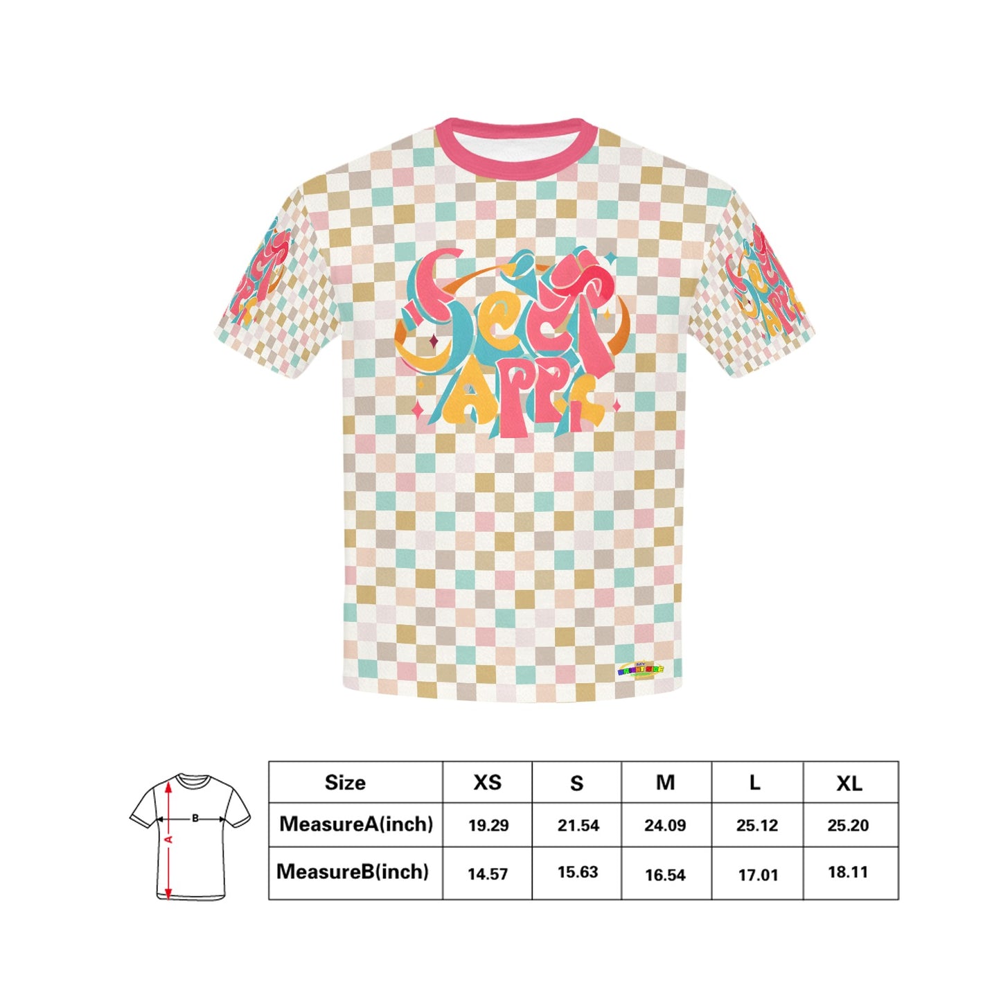 Pastel Retro Checkered Pattern and Logo Children's T-shirt -My Bright Side Clothing