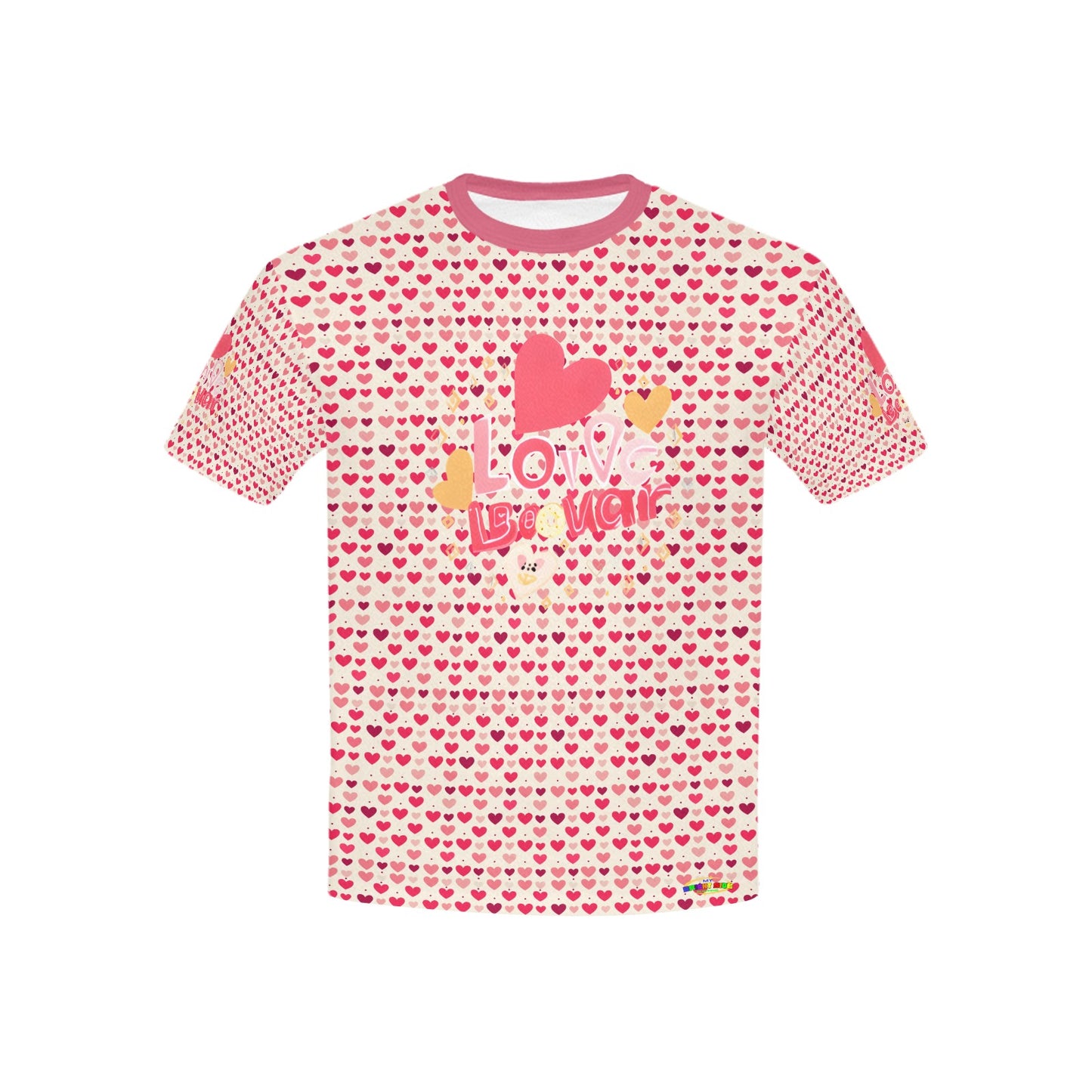 Pink Heart Graphic and Pattern Children's T-Shirt-My Bright Side Clothing