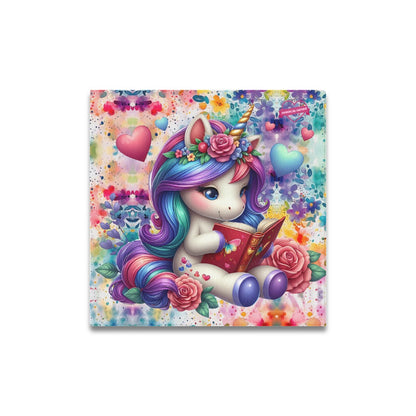 Magical Minds Cute colourful Rainbow Unicorn Reading graphic Canvas Print 16"x16"-My Bight Side Clothing