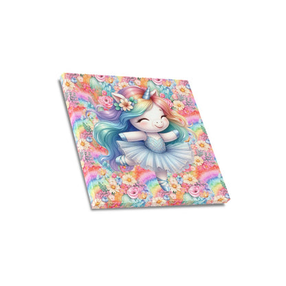 Cute colourful Flower Rainbow Baby Ballerina Unicorn graphic Canvas Print 16"x16"-My Bight Side Clothing