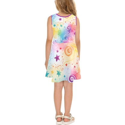 Beautiful Rainbow Pastel Swirls Children's Sleeveless Sundress  -My Bright Side Clothing