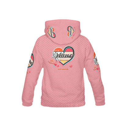 Pink Heart Pattern and Graphic Children's Hoodie-My Bright Side Clothing