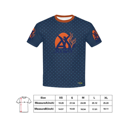 Navy Blue and Orange Retro Pattern and Logo Children's T-shirt-My Bright Side Clothing