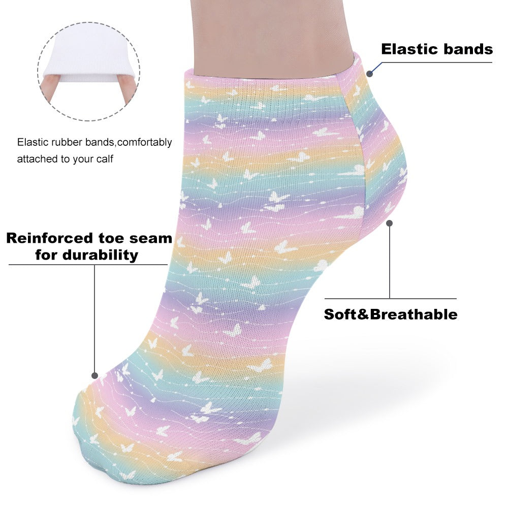 Beautiful Pastel Rainbow Butterfly Pattern Children's Comfortable Socks -5 Pairs -MyBrightSideClothing