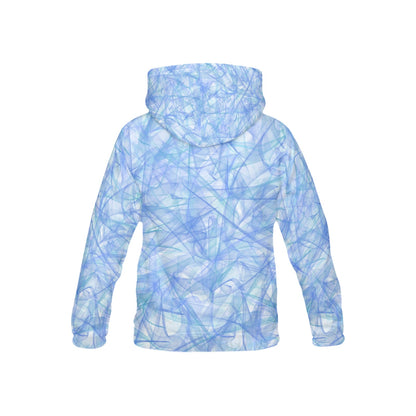 Children's All Over Print Hoodie Abstract Print Blue & White