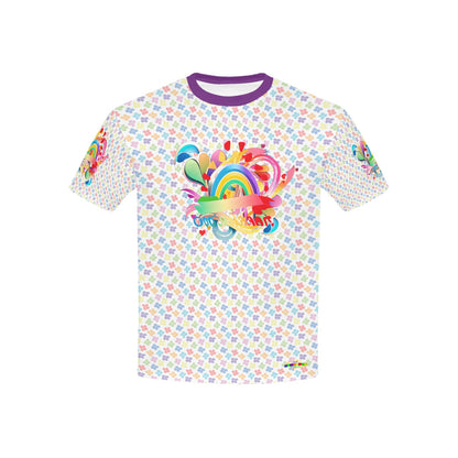 Pastel Rainbow and Flowers Abstract Pattern and Logo Children's T-shirt -My Bright Side Clothing