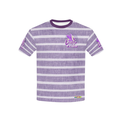 Purple Retro Stripped Pattern and logo Children's T-Shirt-My Bright Side Clothing