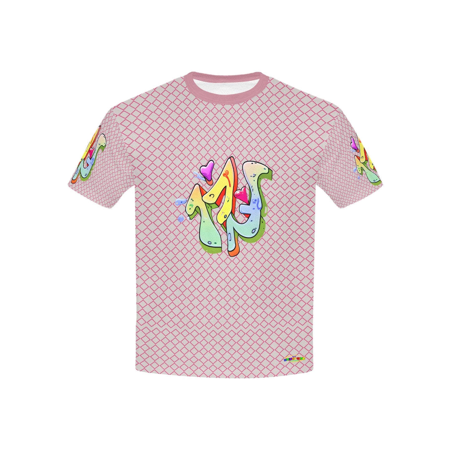 Pink Pastel Fun Alphabet Graffiti Pattern Children's T-shirt-My Bright Side Clothing