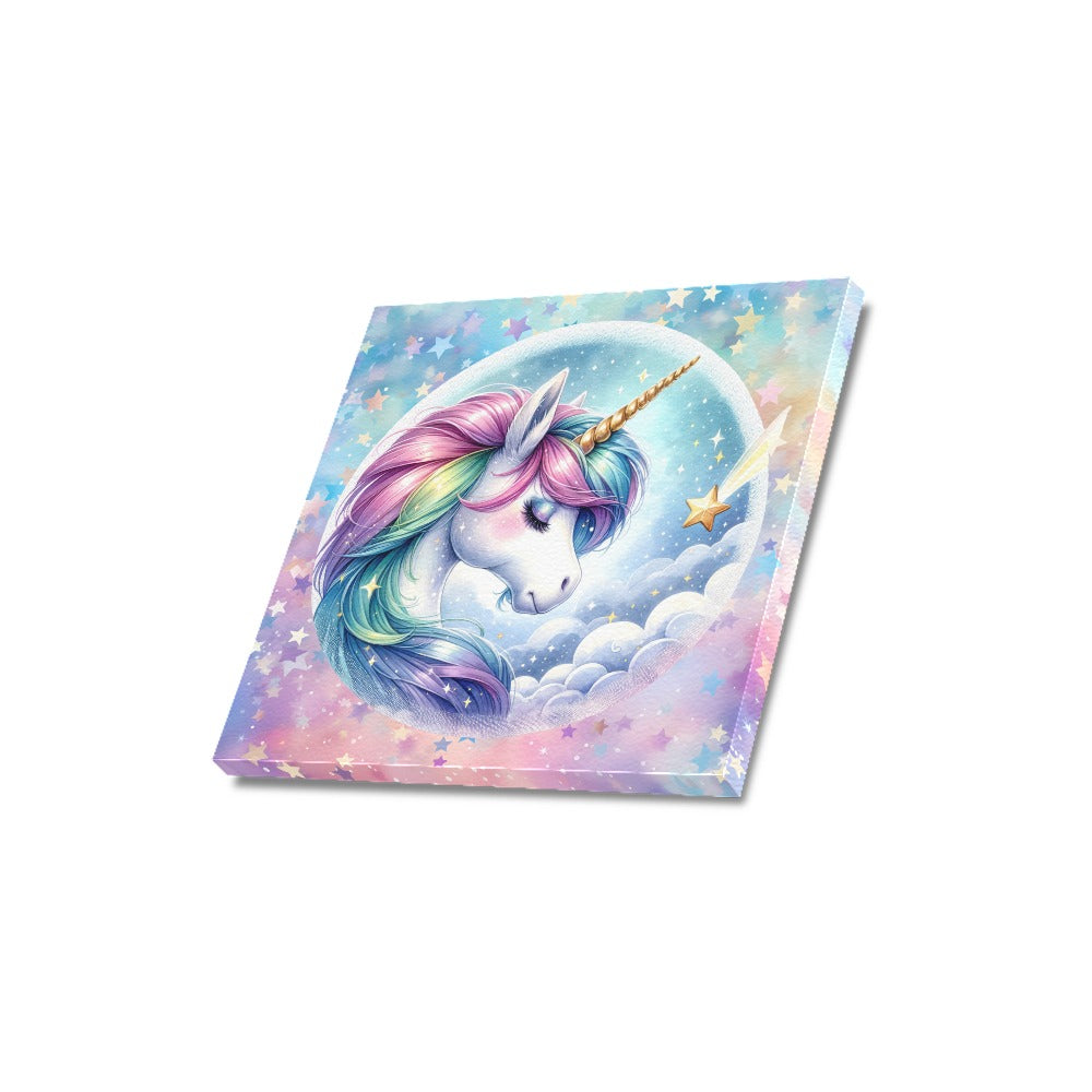 Beautiful Pastel Sleeping Unicorn graphic Canvas Print 16"x16"-My Bight Side Clothing