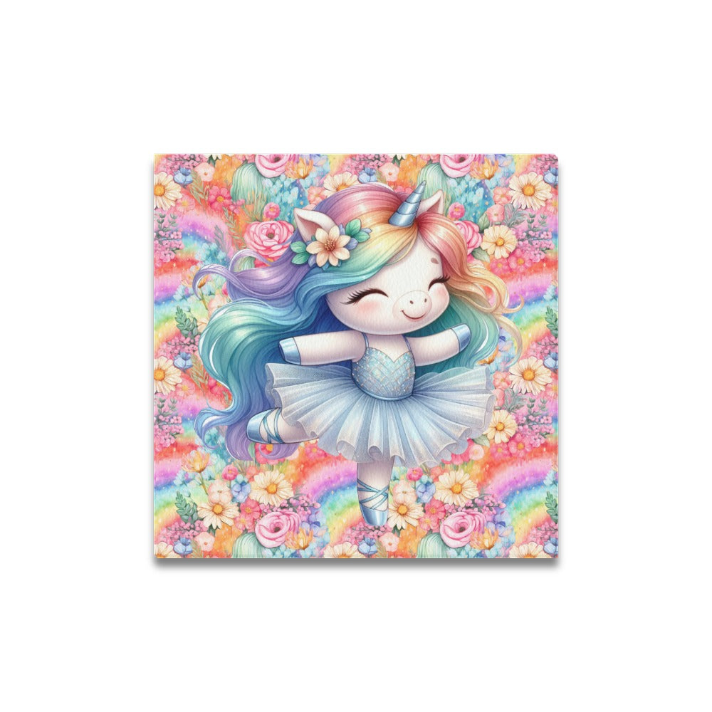 Cute colourful Flower Rainbow Baby Ballerina Unicorn graphic Canvas Print 16"x16"-My Bight Side Clothing