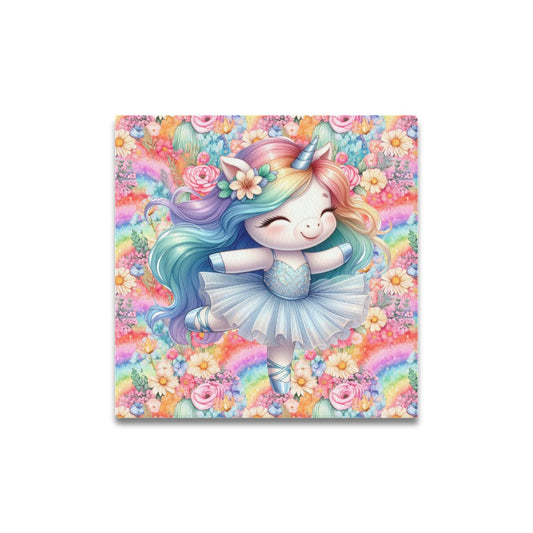 Cute colourful Flower Rainbow Baby Ballerina Unicorn graphic Canvas Print 16"x16"-My Bight Side Clothing