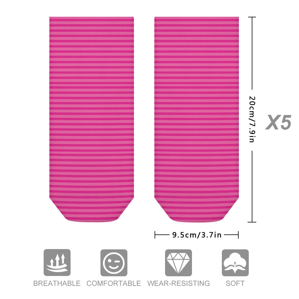 Pink stripes Pattern Children's Comfortable Socks -5 Pairs -MyBrightSideClothing