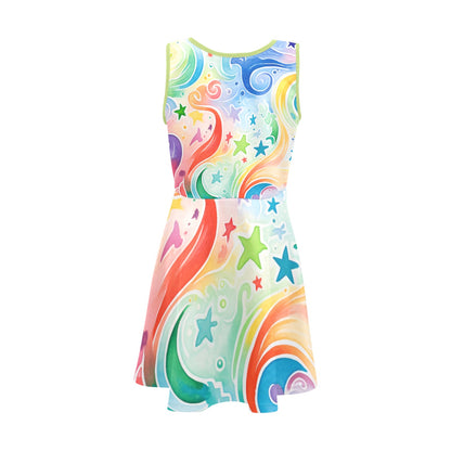 Beautiful Rainbow Pastel Swirls Children's Sleeveless Sundress  -My Bright Side Clothing