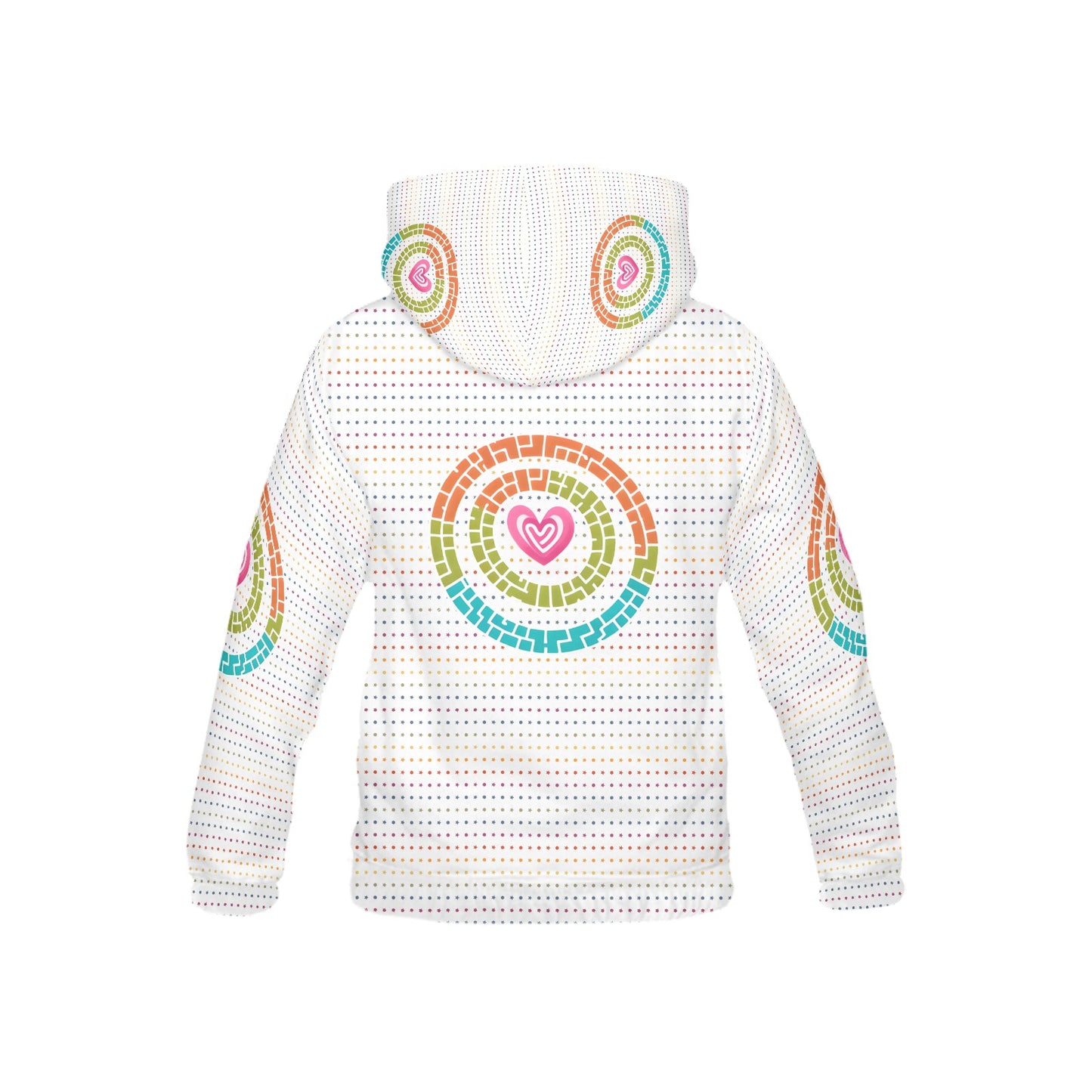 Pastel Rainbow Circle Heart Graphic and Pattern Children's Hoodie-My Bright Side Clothing