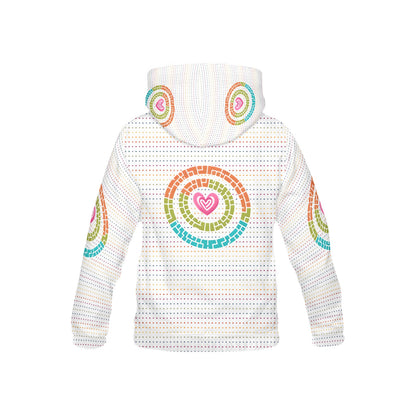 Pastel Rainbow Circle Heart Graphic and Pattern Children's Hoodie-My Bright Side Clothing