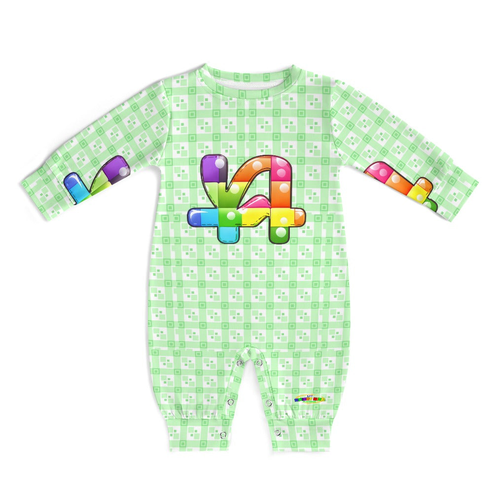 Cute Pastel Green Square Pattern and Rainbow Lego Car Baby Romper  -My Bright Side Clothing