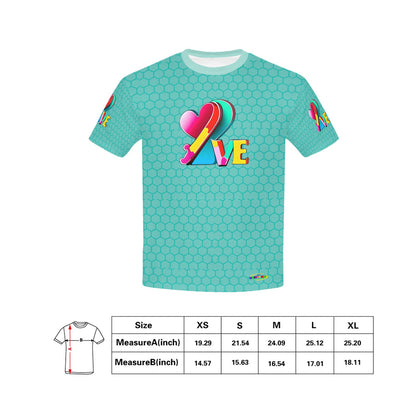 Beautiful Teal Rainbow Love  Abstract Graphic and Pattern Children's T-shirt-My Bright Side Clothing