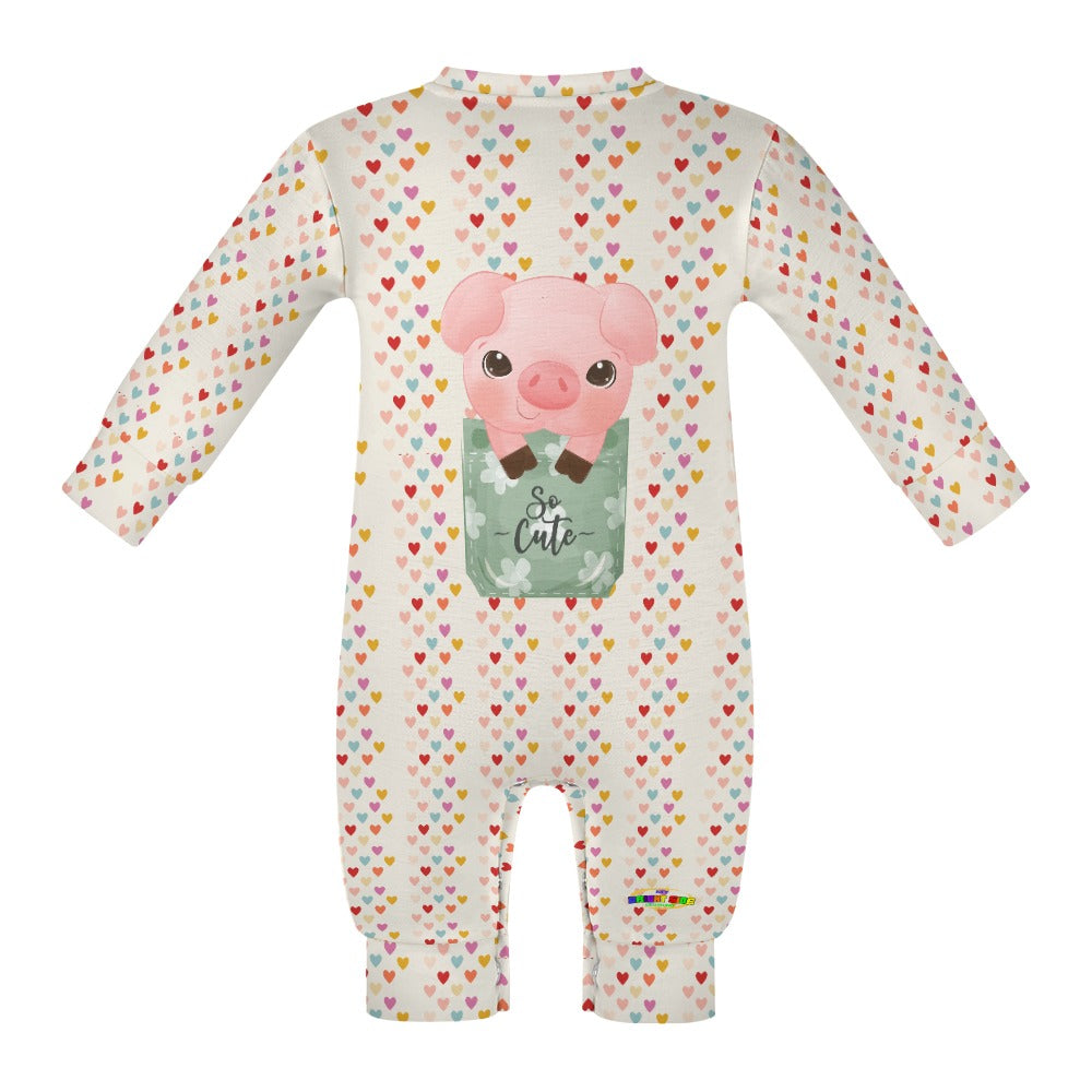 Cute Baby Piglet Pocket Animal Friend Baby Romper-My Bright Side Clothing