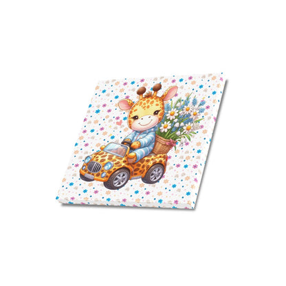 Cute colourful Flower Baby Giraffe in a toy car graphic Canvas Print 16"x16"-My Bight Side Clothing