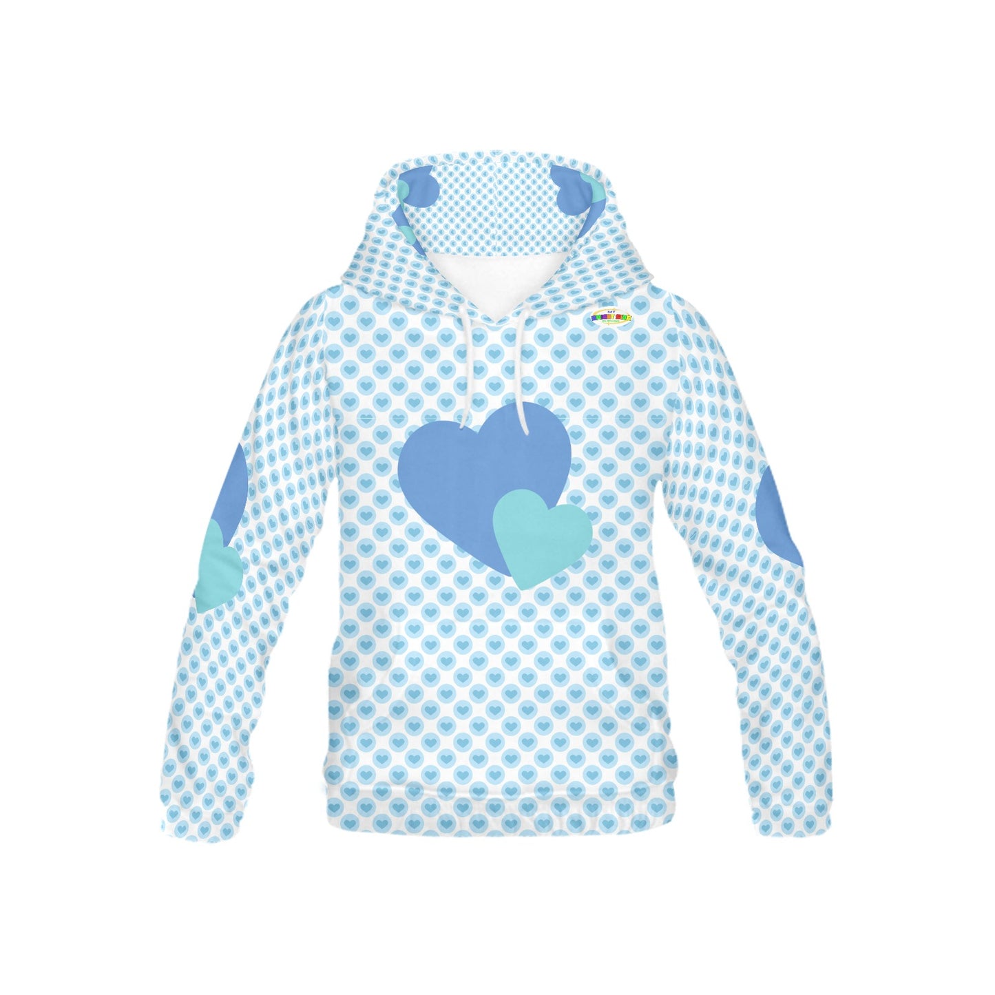 Beautiful Blue Heart Pattern Children's Hoodie-My Bright Side Clothing