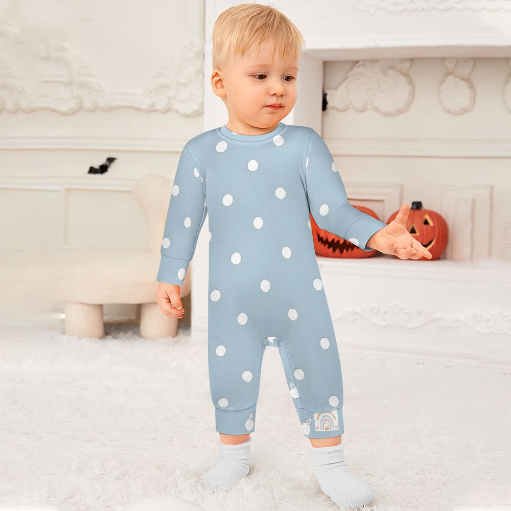 Cute Blue & White Polka dot Spots Baby romper