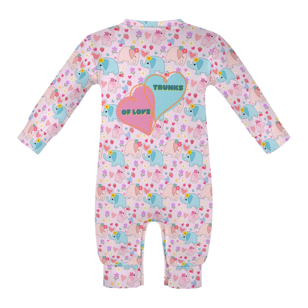 Cute Pink Pastel Trunks of Love  Elephant Baby Romper--My Bright Side Clothing