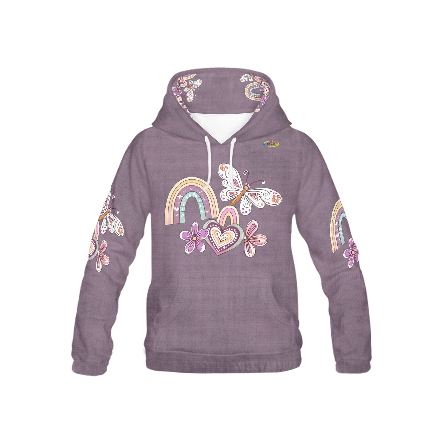 Beautiful Burgundy Rainbow flowing kindness Butterfly Graphic-Children's Hoodie- My Bright Side Clothing